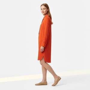 Vince Silk Shirt Dress — Vibrant Orange